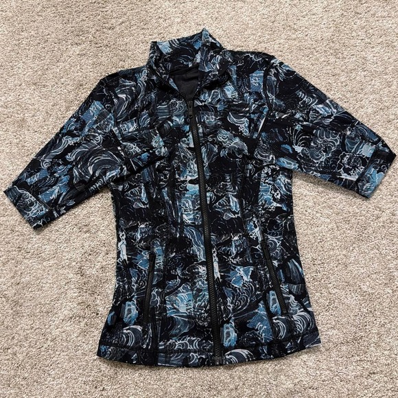 lululemon athletica Jackets & Blazers - Lululemon Abstract Wave Full Zip Define Jacket | Black Blue | Size 4